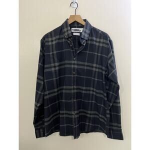 Mizzen Main Proctor Button Up Shirt Windowpane Plaid Normcore Grunge Preppy 90s